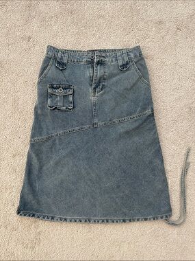 Washed Denim A-Line Skirt in Blue